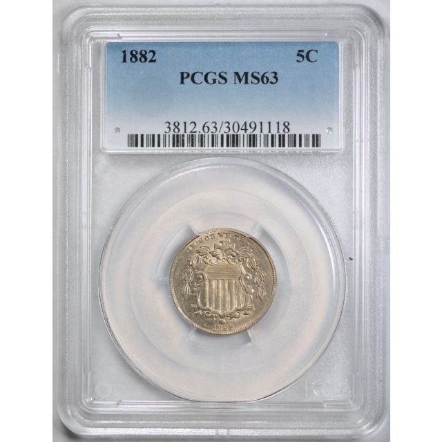 1882 5C Shield Nickel PCGS MS 63 Uncirculated Mint State US Type Coin Flashy 
