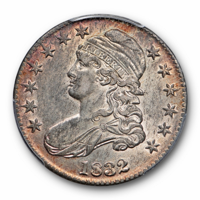1832 50C Large Letters Capped Bust Half Dollar PCGS AU 55 About Uncirculated Toned