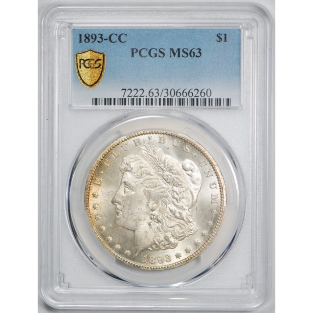 1893 CC $1 Morgan Dollar PCGS MS 63 Uncirculated Carson City Mint Exceptional Coin!