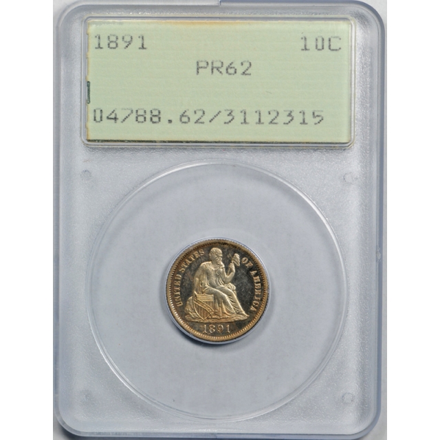 1891 10C Proof Seated Liberty Dime PCGS PR 62 Rattler Holder Cameo!?