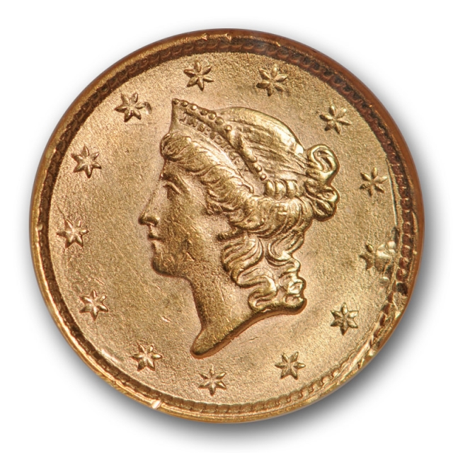 1853 Gold Liberty Head Dollar NGC MS 61 Uncirculated Old Fatty Holder Error?