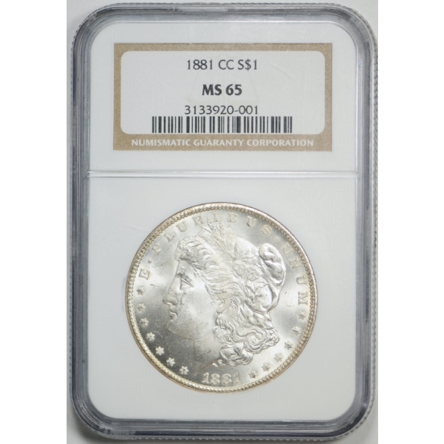 1881 CC $1 Morgan Dollar NGC MS 65 Uncirculated Carson City Mint Lustrous Stunning Coin