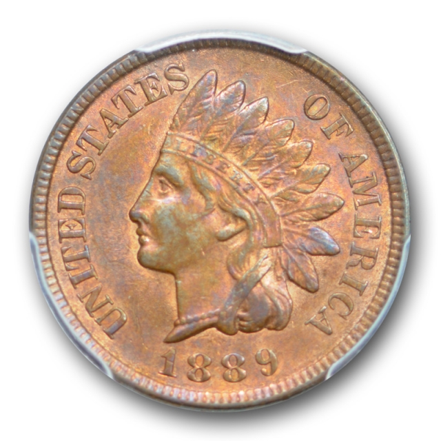 1889 1C Indian Head Cent PCGS MS 62 RB Uncirculated Red Brown Original 