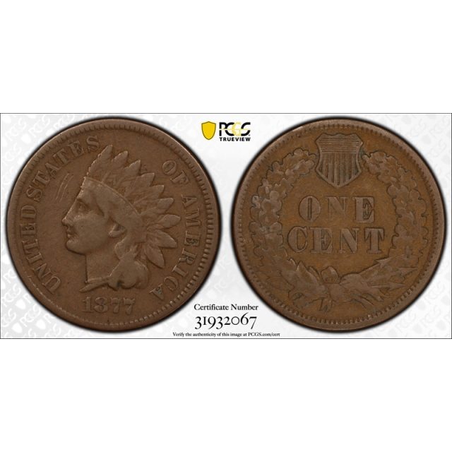 1877 1C Indian Head Cent PCGS F 15 Fine to Very Fine Key Date Original Coin Tough ! 