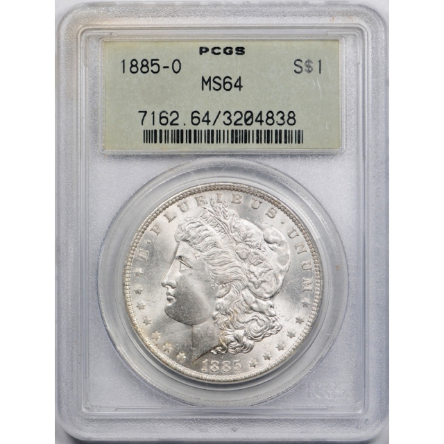 1885 O $1 Morgan Dollar PCGS MS 64 Uncirculated Lustrous OGH Cert#04838