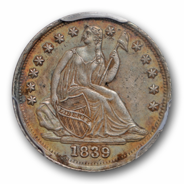 1839 H10C Seated Liberty Half Dime PCGS AU 53 About Uncirculated Toned
