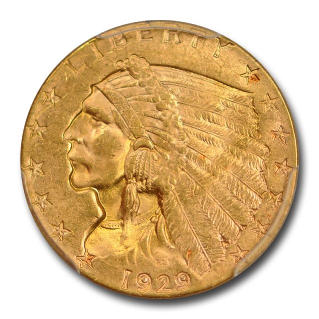 1929 $2.50 Indian Head Gold Quarter Eagle PCGS MS 64 Uncirculated Nice !