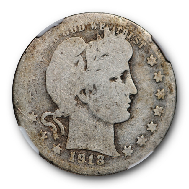 1913 S Barber Quarter 25C NGC AG 3 About Good Key Date San Francisco Mint