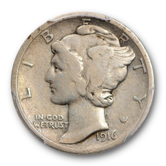 1916 D 10C Mercury Dime PCGS F 12 Fine Denver Mint Key Date Tough Grade ! 