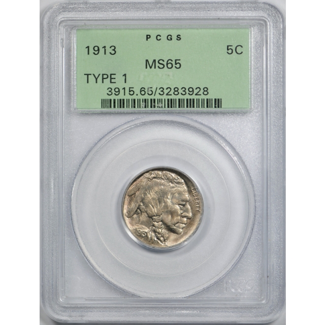 1913 5C Type 1 Buffalo Head Nickel PCGS MS 65 Uncirculated OGH Type One