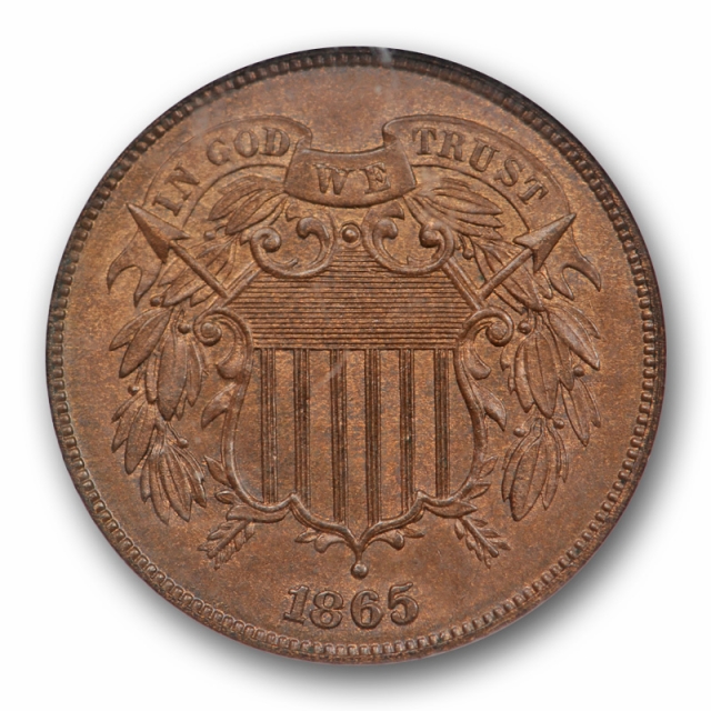 1865 2C Two Cent Piece NGC MS 64 BN Uncirculated Brown U.S Type Coin Nice ! 
