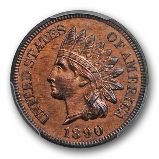 1890 1C Indian Head Cent PCGS PR 63 BN Proof Brown Low Mintage
