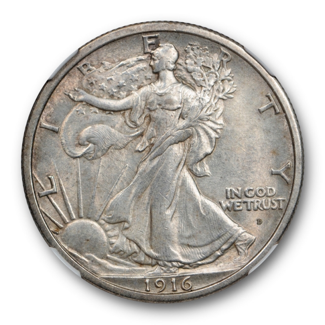 1916 D 50c Walking Liberty Half Dollar NGC MS 62 Uncirculated Toned Cert#1006