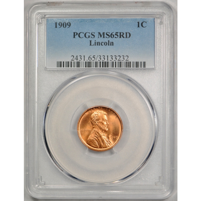 1909 1C Lincoln Wheat Cent PCGS MS 65 RD Uncirculated Red Blazing Coin Nice !
