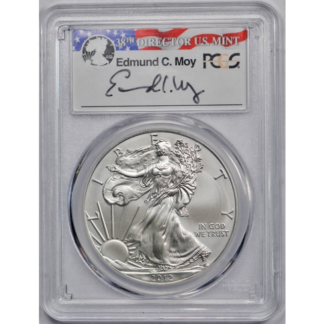 2012 W Burnished American Silver Eagle PCGS SP 70 Edmond C. Moy Signed 