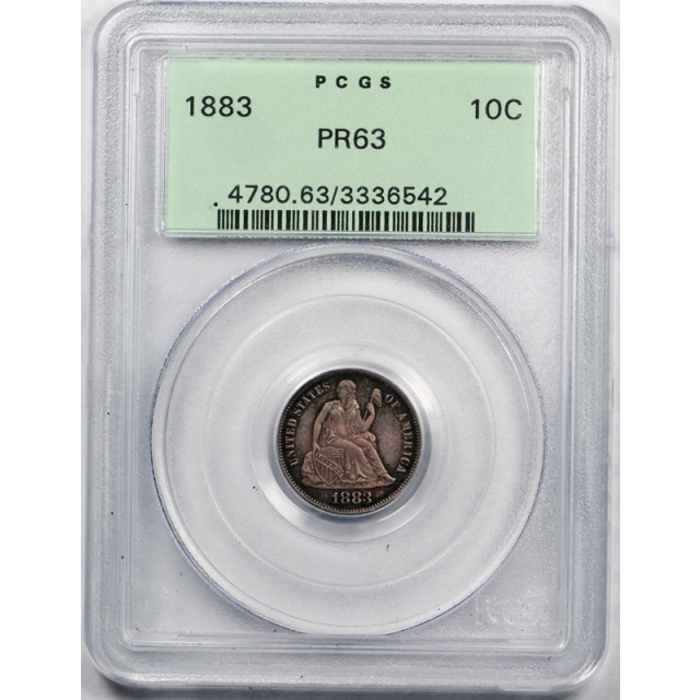 1883 10C Seated Liberty Dime PCGS PR 63 Proof OGH Old Holder Low Mintage