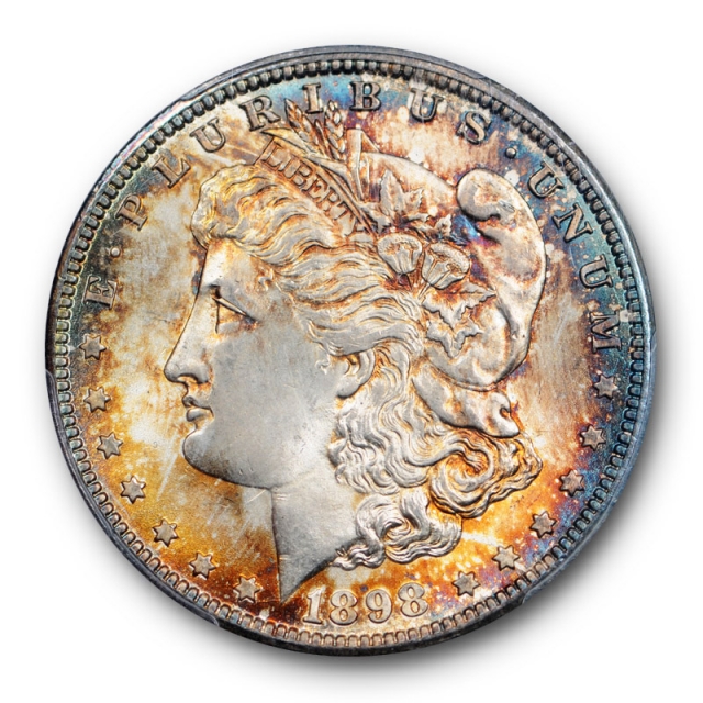 1898 O $1 Morgan Dollar PCGS MS 66 Uncirculated Colorful Toned Both Sides