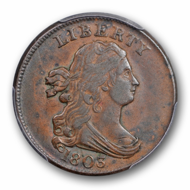 1803 1/2C Draped Bust Half Cent PCGS AU 53 BN About Uncirculated Original 