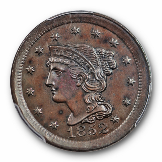 1852 1C Braided Hair Large Cent PCGS MS 62 BN Uncirculated Sharp Strike