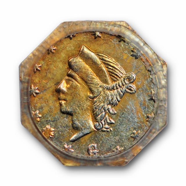 1860 25C BG-731 California Fractional Gold Quarter PCGS MS 62 Uncirculaed Toned