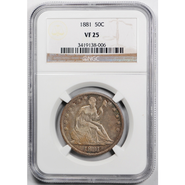 1881 Seated Liberty Half Dollar NGC VF 25 Very Fine to Extra Fine Key Date