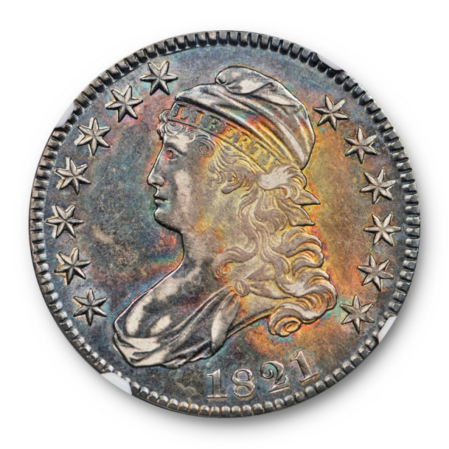 1821 50c Capped Bust Half Dollar NGC AU 53 About Uncirculated Toned Beauty 