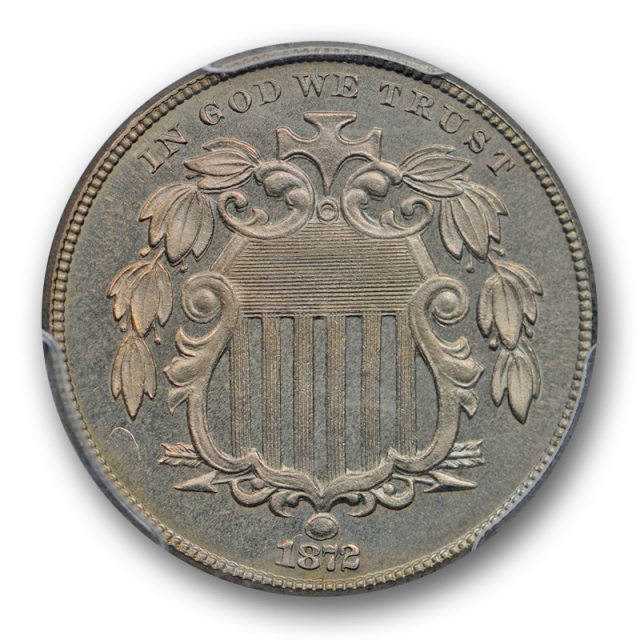 1872 5C Shield Nickel PCGS PR 65 Proof Lightly Blue Toned Low Mintage