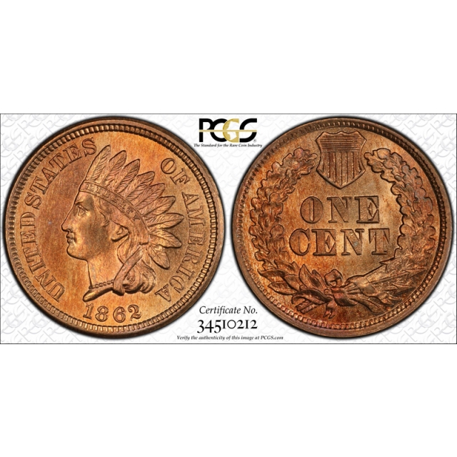 1862 1C Indian Head Cent Copper Nickel PCGS MS 65 Uncirculated Attractive ! 