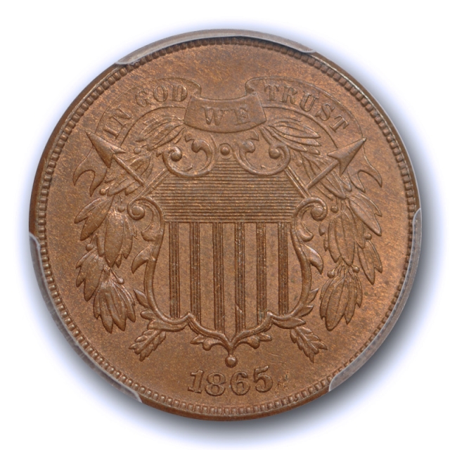 1865 2C Two Cent Piece PCGS MS 64 BN Uncirculated Brown Exceptional Coin ! 