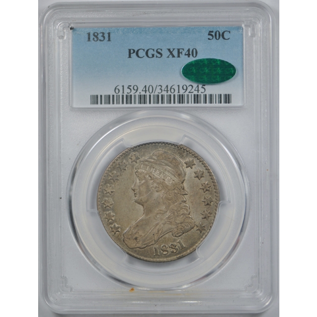 1831 50C Capped Bust Half Dollar PCGS XF 40 Extra Fine CAC Approved Original 