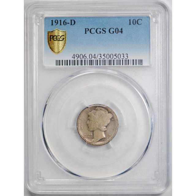 1916 D 10C Mercury Dime PCGS G 4 Good Denver Mint Key Date Original Tough 