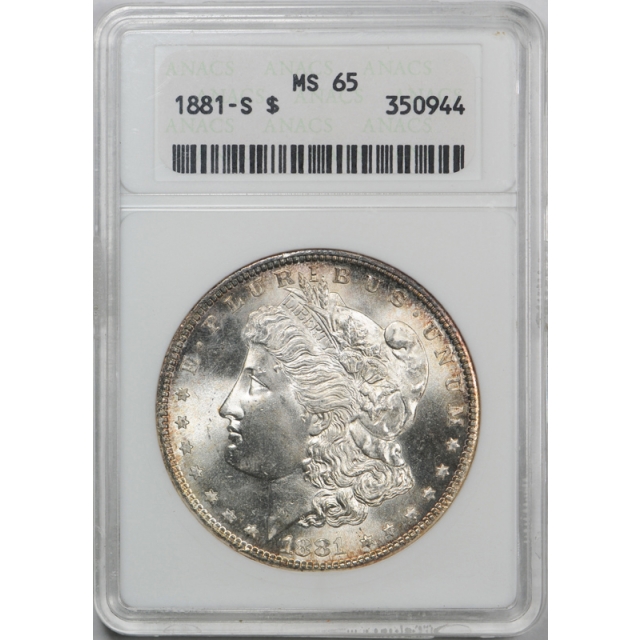 1881 S $1 Morgan Dollar ANACS MS 65 Uncirculated Lustrous Exceptional !