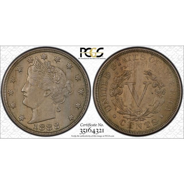 1888 5C Liberty Head Nickel PCGS AU 58 About Uncirculated Original Toned