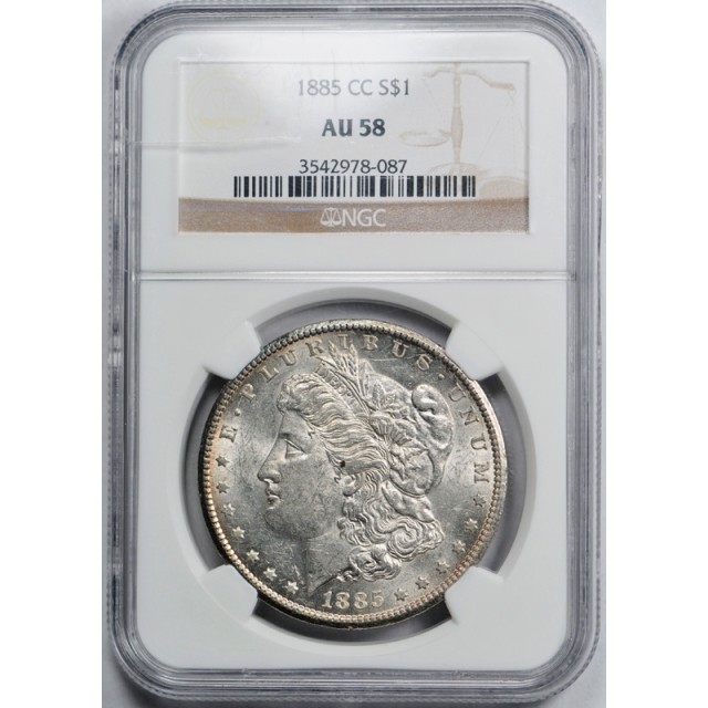 1885 CC $1 Morgan Dollar NGC AU 58 About Uncirculated Carson City Mint Tough !