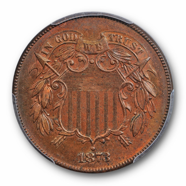 1873 2C Open 3 Two Cent Piece PCGS PR 64 RB CAC Approved POP 11 !