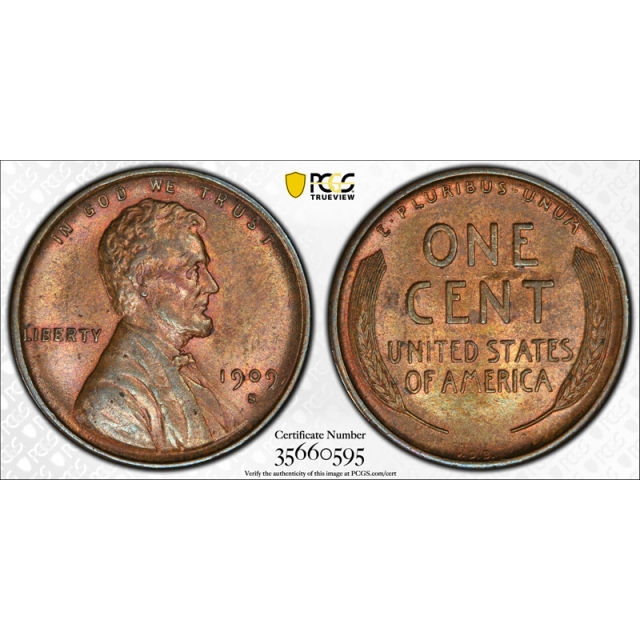 1909 S VDB 1C Lincoln Wheat Cent PCGS AU 58+ CAC Approved Plus Grade ! 