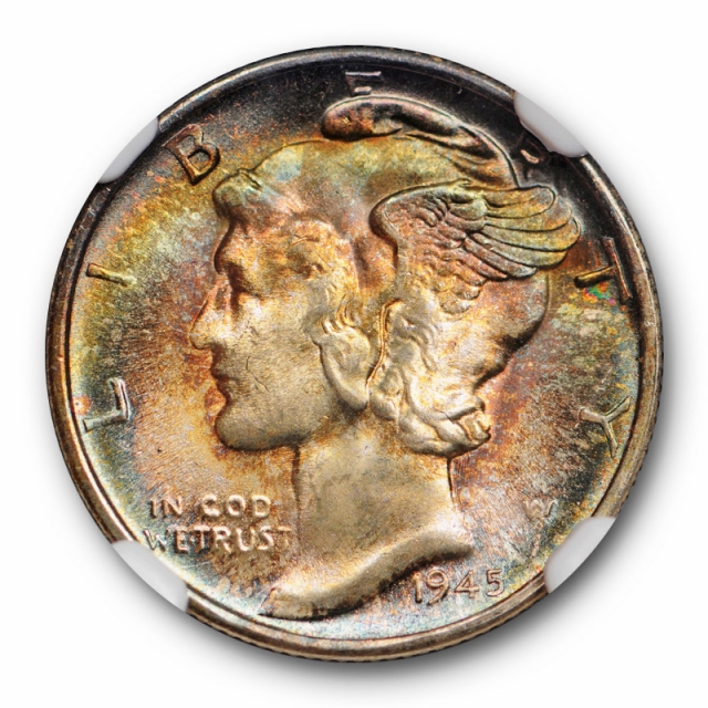 1945 S Micro s 10c Mercury Dime NGC MS 67* Star Uncirculated Toned Beauty !