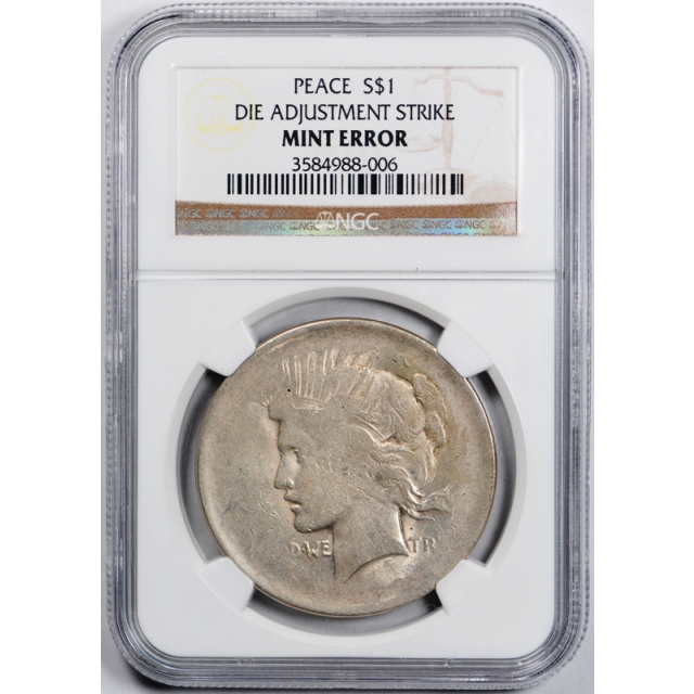 Silver Peace Dollar $1 Die Adjustment Strike Major Mint Error Coin Late Die