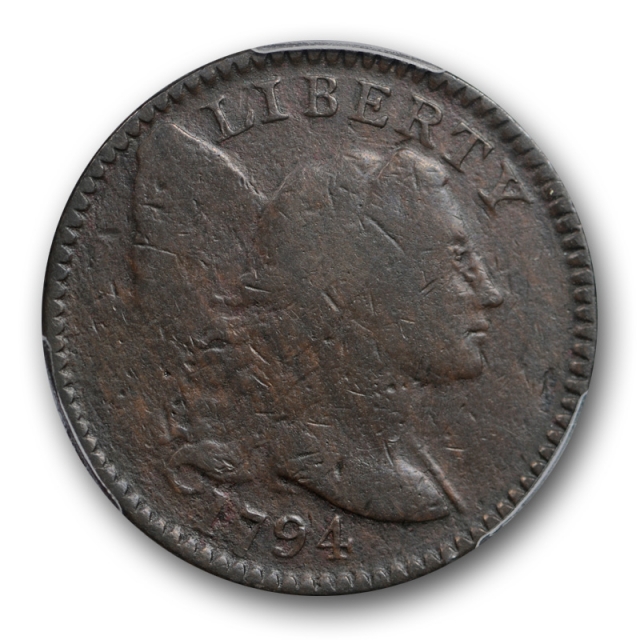 1794 1C Large Cent Head of 1795 Sheldon 71 Liberty Cap Denticled Border PCGS VG 10 