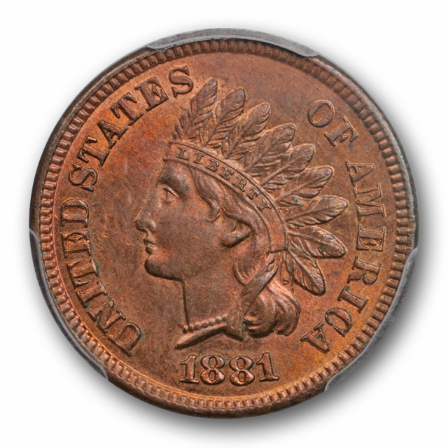 1881 1C Indian Head Cent PCGS MS 64 RB Uncirculated Red Brown Attractive