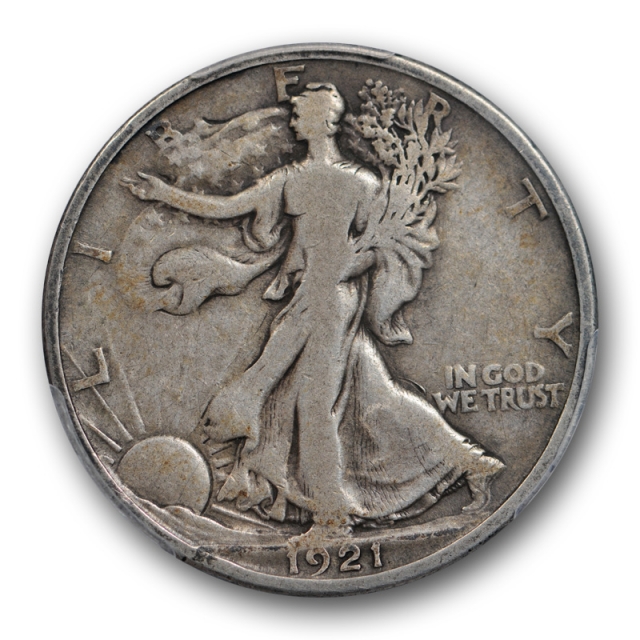 1921 D 50C Walking Liberty Half Dollar PCGS F 12 Fine Key Date Looks Better !