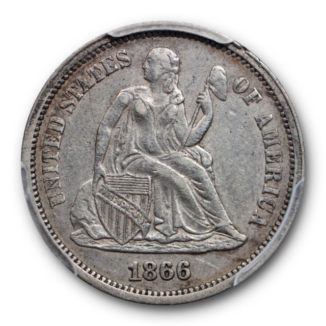 1866 10C Seated Liberty Dime PCGS XF 45 Extra Fine to AU Key Date Low Mintage