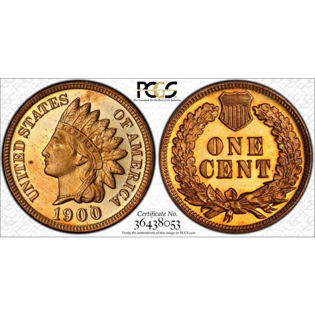 1900 1C Indian Head Cent PCGS PR 64 RD Proof Full Red Beautiful Low Mintage !