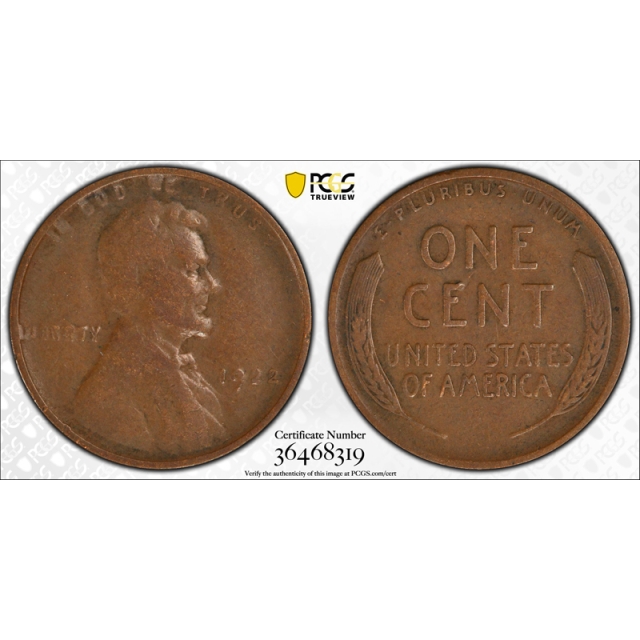 1922 No D 1C Lincoln Wheat Cent Strong Reverse PCGS VF 20 CAC Approved Nice !