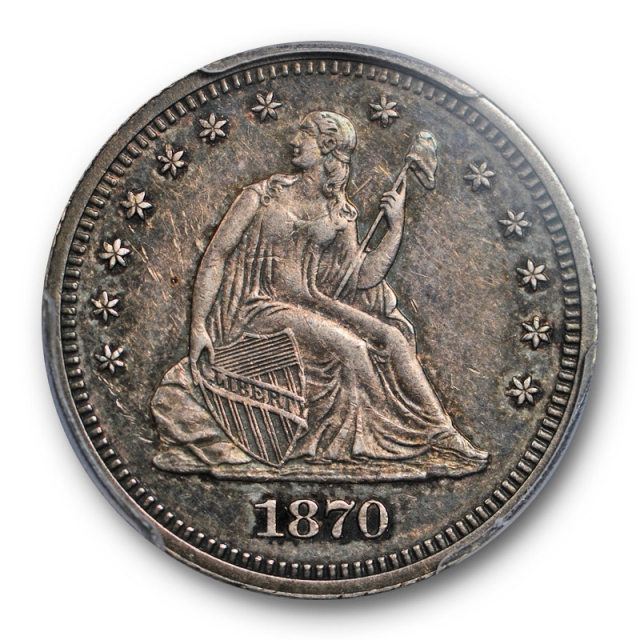 1870 25C Seated Liberty Quarter PCGS PR 53 Circulated Proof Toned Better Date