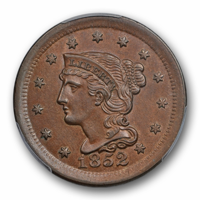 1852 1C Braided Hair Large Cent PCGS MS 63 BN Uncirculated Cert#7008