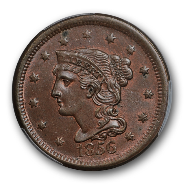 1856 1C Slanted 5 Braided Hair Large Cent PCGS MS 63 BN Uncirculated 