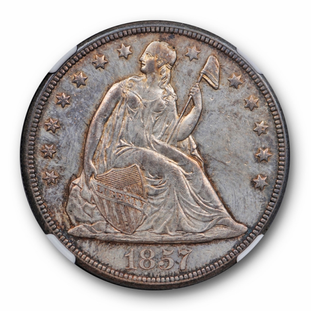 1857 Seated Liberty Dollar NGC MS 62 PL Uncirculated Proof Like Pop 1!