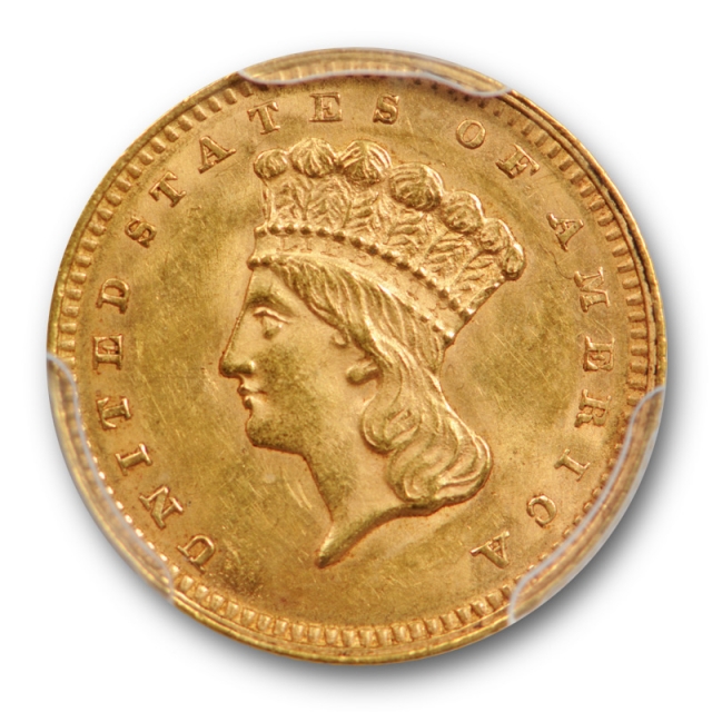 1862 G$1 Gold Dollar Princess Head PCGS MS 62 Uncirculated Civil War Date Cert#9948