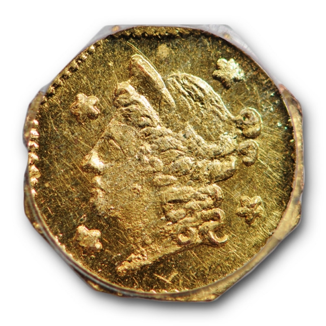 1855/4 25C BG-106 California Fractional Gold PCGS MS 63 Uncirculated Quarter